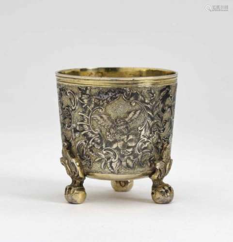 A Small Bup with Ball FeetRussia, 2nd half of the 18th Century Silver, gold-plated. Niello