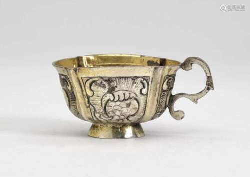 A Vodka CupMoscow, 1769, master F. K. Silver, partly gilt. With hammered, chased and embossed