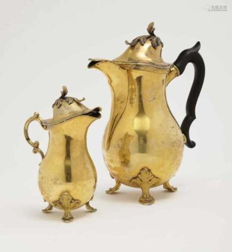 A Coffee Pot and Cream JugSt. Petersburg, 1776, master M. G. Silver, gold-plated. Hallmarked (