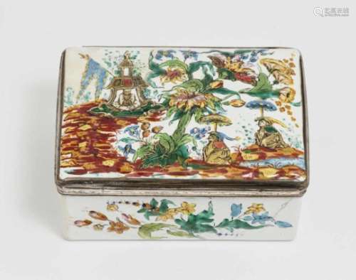 A Snuff BoxBerlin, 2nd third of the 18th Century, probably workshop of Fromery 'Email de Saxe'' on