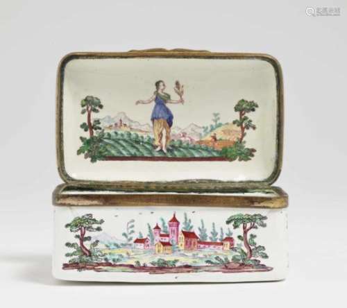 A Snuff BoxEllwangen, circa 1763, painting probably by Johann Andreas Bechdolff Enamel on copper.