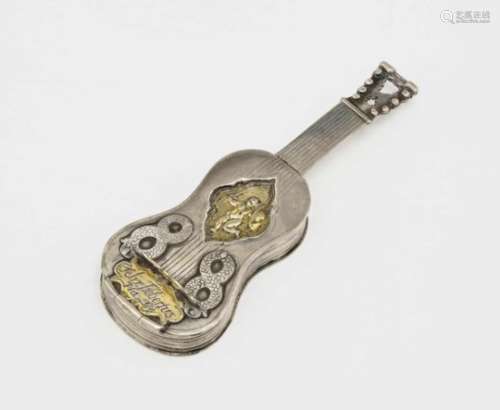 A Snuff Box Shaped like a ViolinGerman, 1st half of the 19th Century Silver, partly gilt.