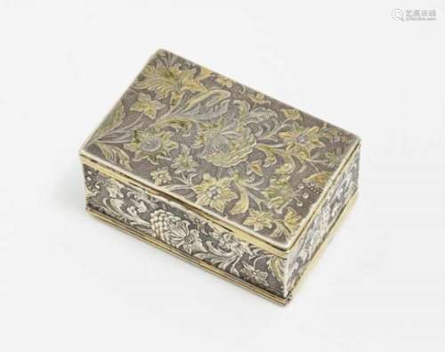 A Double Snuff BoxProbably Kronstadt, 18th Century Silver, partly gilt. Hammered decoration on