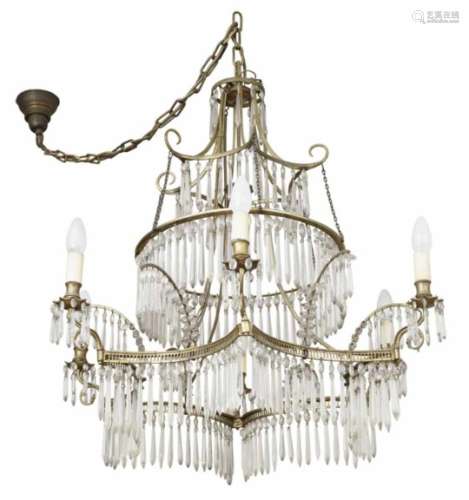 A 6-Light ChandelierBaltic or Sweden, 1st third of the 19th Century Faceted crystal glass