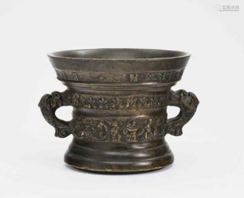 A MortarNetherlands (Deventer), dated 1638, Henrick ter Horst Bronze (second cast?), dark brown