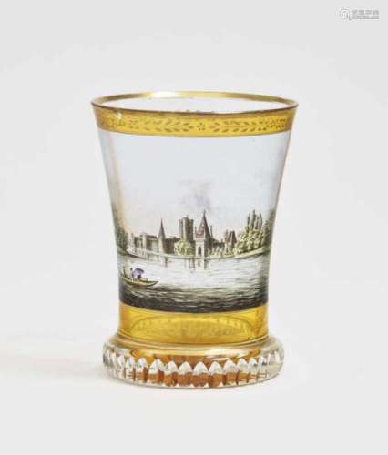 A BeakerVienna, 1st half of the 19th Century, in the style of Anton Kothgasser Colourless glass,