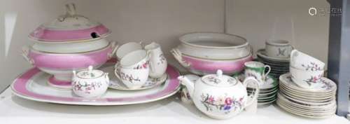 Wedgwood porcelain part tea service 'Devon Sprays' pattern, Victorian earthenware soup tureen and