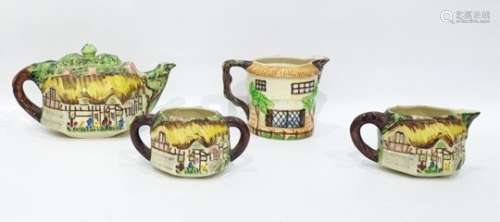 Five items of Cottageware to include:- Vintage three piece tea set by Lingard Webster (& Co Ltd),