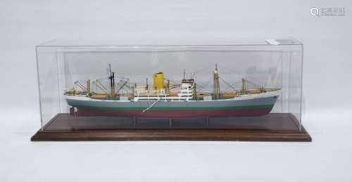 Model of SS Benvrackie Ben Line Steamers Limited, the perspex case measures 29cm x 63cm, with