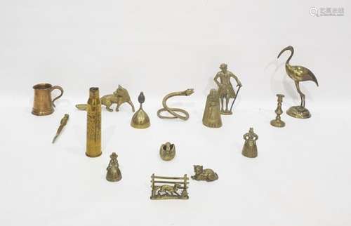 Large quantity of brass and metalware items including a model of a stork, a fox, a cobra,