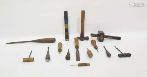 Assorted hand tools to include chisels, hammer, screwdriver, etc