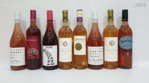 Eight bottles of assorted rose wine to include Bob Berton's 'The Barbarian' 2017 Australia and
