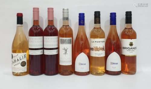 Eight bottles of assorted rose wine to include 2017 Cabalie Rose and La Portena Rose Malbec