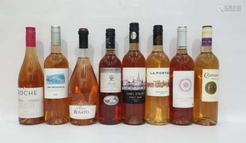 Eight bottles of assorted rose wine to include Paris Street Rose Pinot Noir Romania 2014 and