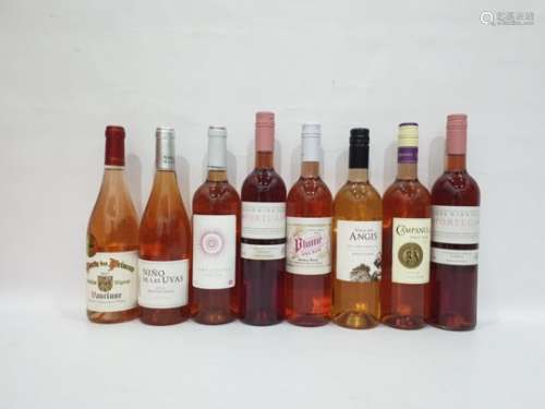 Eight bottles of assorted rose wine to include two bottles of Portuguese Rose 2013 Regional Lisboa