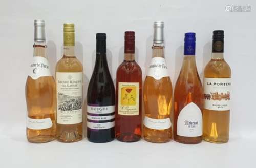 Seven bottles of assorted rose wine to include Matervitae Bombino Nero Torrevento 2016 and two