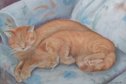 Quantity of framed watercolours and pastels including studies of cats, still lifes, floral