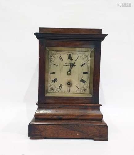 19th century bracket clock, the steel dial with Roman numerals, inscribed 'Webster, Cornhill,