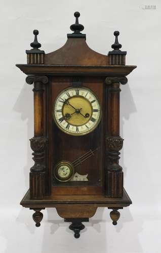 19th century wall clock with Roman numerals to the enamel chapter ring