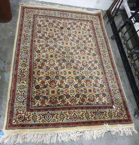 Eastern rug, cream ground with all over Herati pattern foliate decoration on a three margin border,