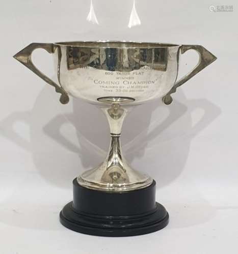 Silver two-handled trophy cup, West Ham Stadium 1956 