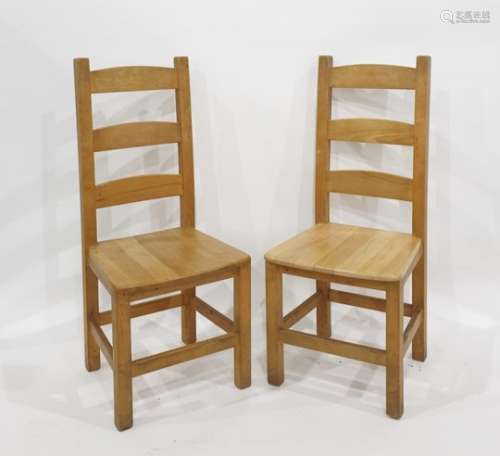Set of six beech ladderback dining chairs
