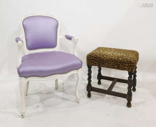 French-style white painted bedroom chair and an upholstered stool (2)