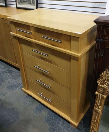 20th century beech-finish chest of two short over four long drawers, 79cm x 99cm