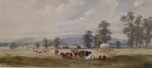 Henry Earp Senior (1831 -1914) Watercolour drawing Rural scene with cows in a field, signed lower