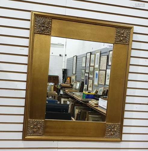 Modern rectangular wall mirror in gilt-effect frame, 72cm x 62cm