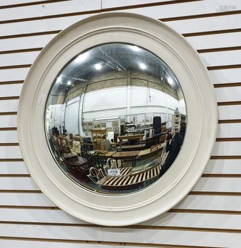 20th century convex circular wall mirror in a white painted frame and another mirror (2)