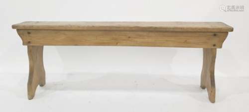 Late 19th/early 20th century pine bench on shaped end supports, 39cm x 48cm