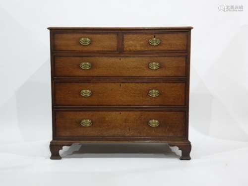 19th century oak North Country chest of drawers, the rectangular top with applied moulded edge above
