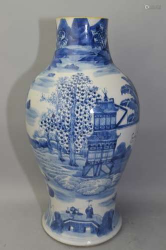 17-18th C. Chinese Blue and White Landscape Vase