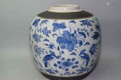Qing Chinese Blue and White Jar