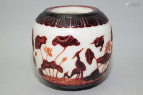 19-20th C. Chinese Two-Color Peking Glass Jar
