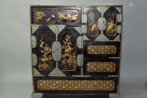 19th C. Chinese Maki-e Jewelry Cabinet