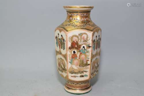 19th C. Japanese Satsuma Hexagonal Vase