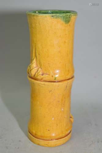 19th C. Chinese Sancai Faux Bamboo Flower Vase
