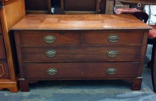 19th century mahogany low chest of two short over