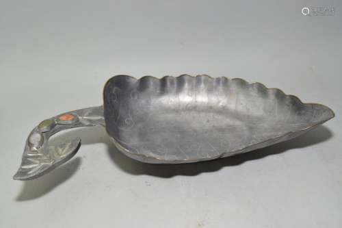 19th C. Chinese Guangdong Pewter Tea Scoop