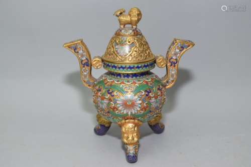Chinese Cloisonne Three-Foot Incense Burner