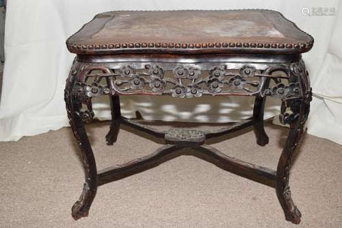 19th C. Chinese Guangdong Marble Inlay Hongmu Table