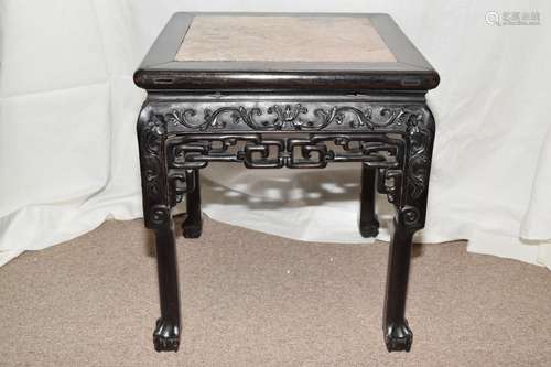 19th C. Chinese Guangdong Marble Inlay Hongmu Table