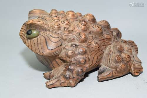 19th C. Japanese Maple Carved Toad