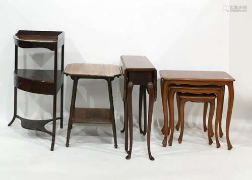 19th century rosewood two tier occasional table, the square top with canted corners and decorative