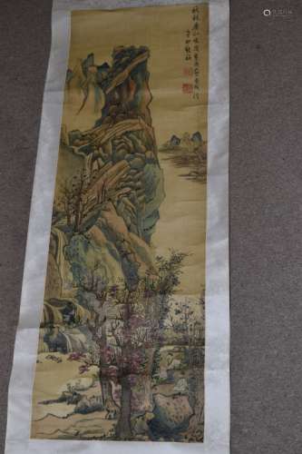 19-20th C. Chinese Watercolor Painting after Li Cheng