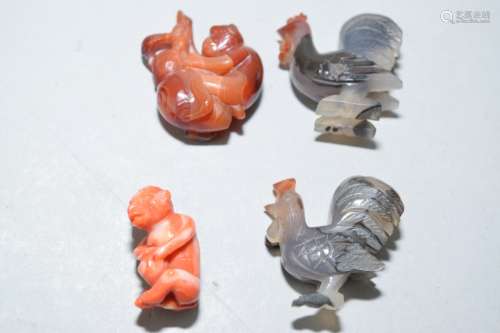 Group of Chinese Agate Carved Animal Amulets