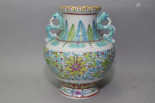 19-20th C. Chinese Doucai Vase, Qianlong Mark