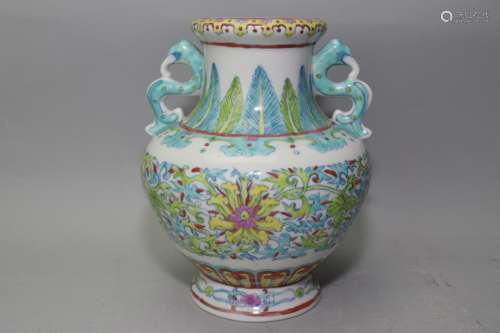 19-20th C. Chinese Doucai Vase, Qianlong Mark
